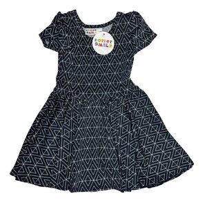 Dot Dot Smile Toddler Girl Black Geometric Print Dress Cap Sleeve 12-24 months